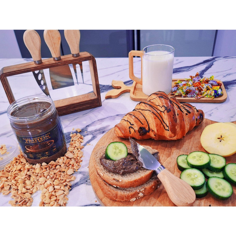 کره بادام زمینی پروتئینی رژیمی شکلات تلخ 350گرمی(غنی شده با پروتئین وی)
